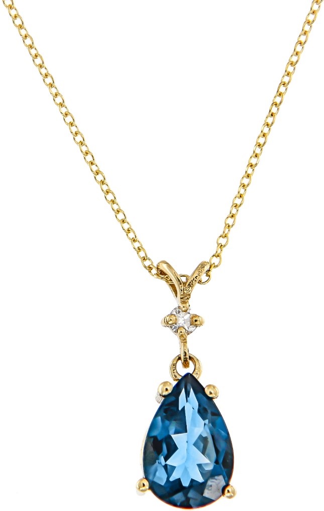 ΚΟΛΙΕ SENZIO Collection Κίτρινο Χρυσό 18Κ με London Blue Τοπάζ και Διαμάντι Brilliant 20523Υ - 
