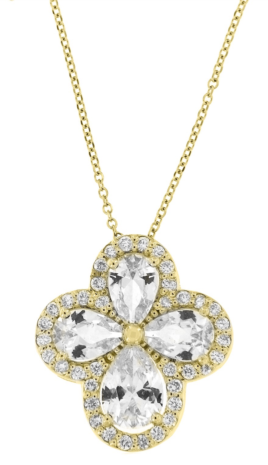 ΣΤΑΥΡΟΣ SENZIO Collection Κίτρινο Χρυσό Κ18 με Αλυσίδα Λευκά Ζαφείρια και Διαμάντια 20566Y-2