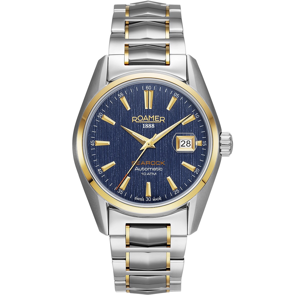 ROAMER Searock II Date Blue Dial Automatic 42mm Two Tone Gold Stainless Steel Bracelet 210665-47-45-20 - 