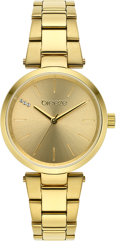 BREEZE Perfect10 Swarovski Gold Dial 32mm Gold Stainless Steel Bracelet 212491.4 - 