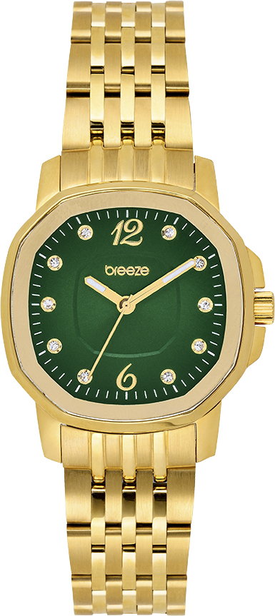 BREEZE Majestic Swarovski Green Dial 30mm Gold Stainless Steel Bracelet 212511.7 - 