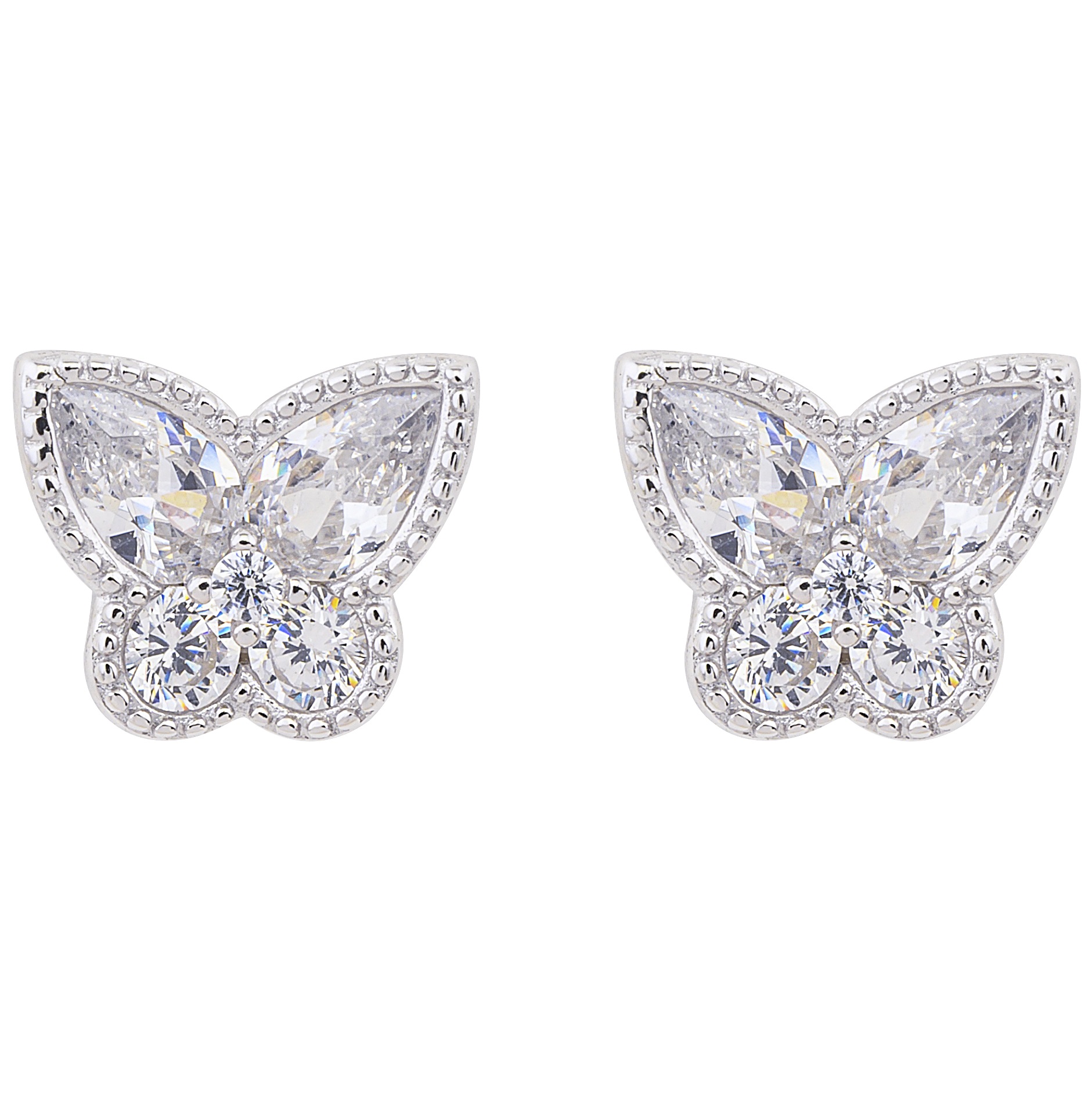 EARRINGS Butterfly BREEZE from Sterling Silver 925° with Zircon Stones 216010.4 