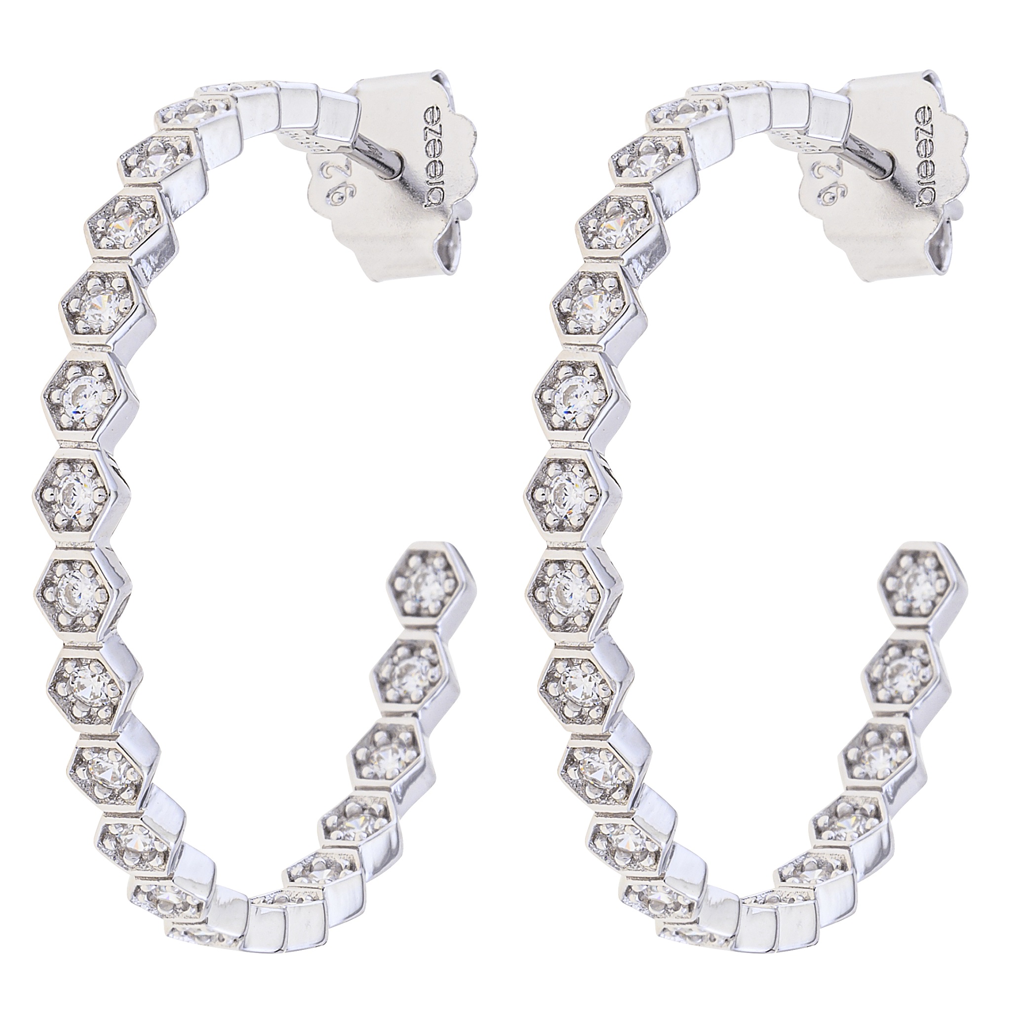 EARRINGS Hoops BREEZE Silver 925° with Zircon Stones 216030.4