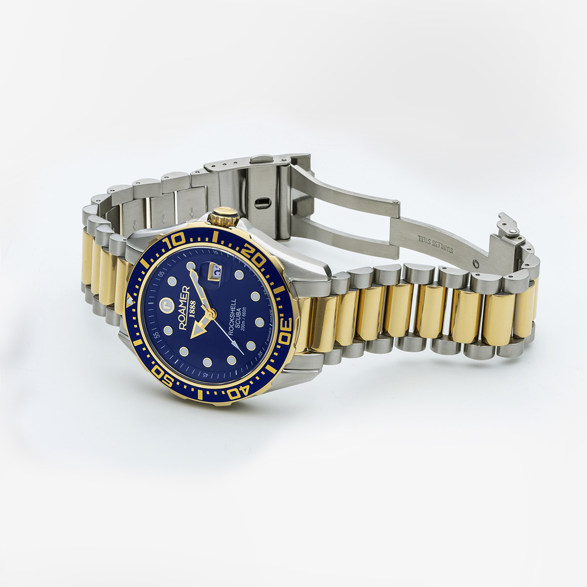 ROAMER Rockshell Mark III Scuba 44mm Two Tone Gold Stainless Steel Bracelet 220858-47-45-50 - 3
