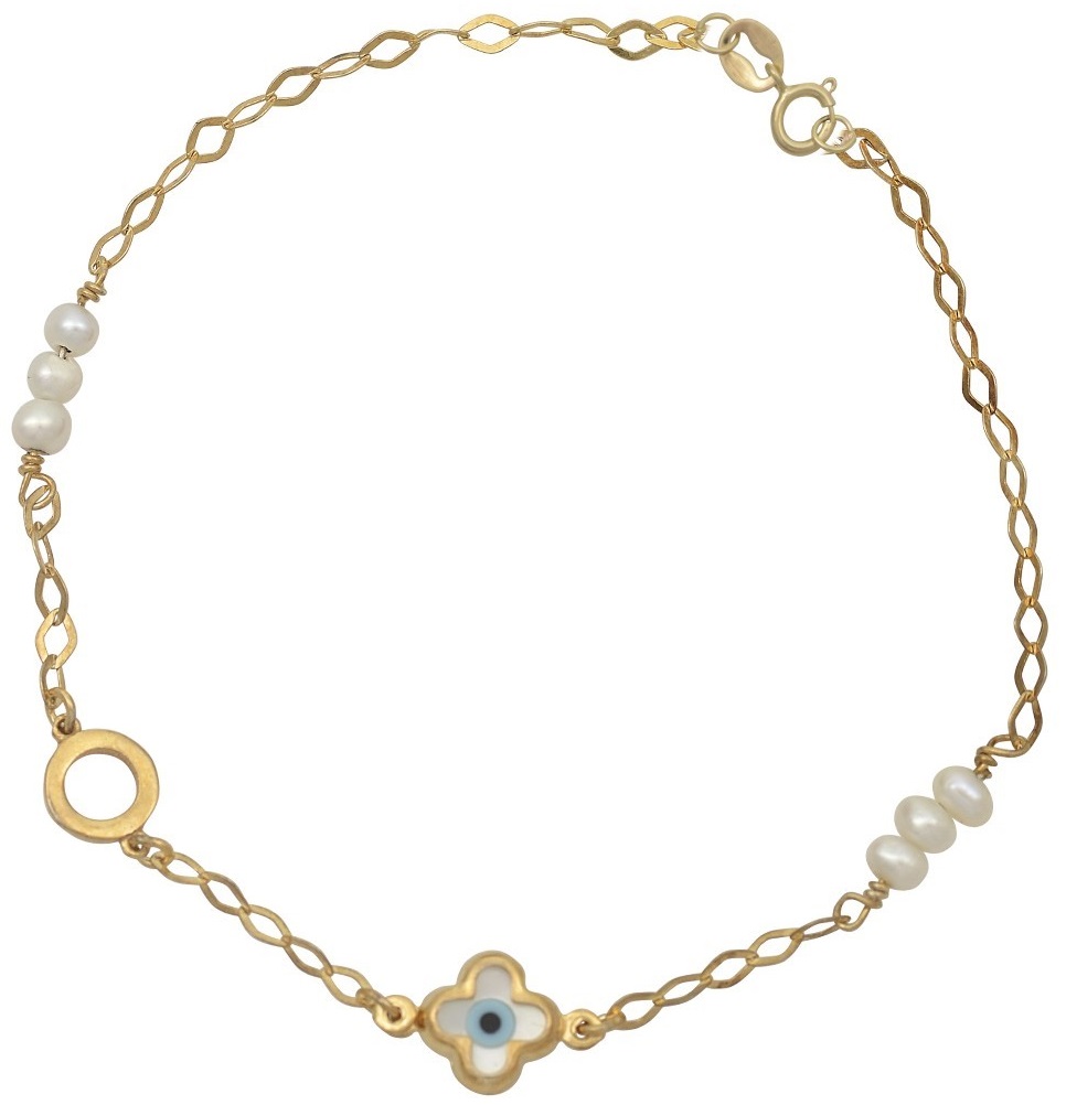 ΒΡΑΧΙΟΛΙ SENZIO K9 Κίτρινο Χρυσό με Μαργαριτάρια 022102 - 