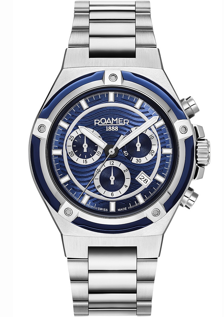 ROAMER Tempomaster Chronograph Blue Dial 42mm Silver Stainless Steel Bracelet 221837-41-45-20 - 1