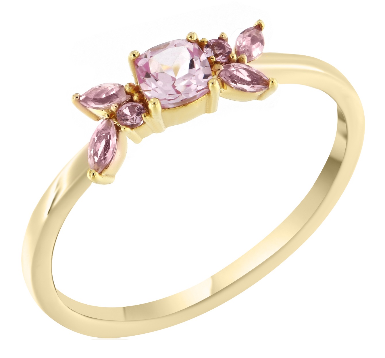 ΔΑΧΤΥΛΙΔΙ SENZIO Collection Κίτρινο Χρυσό Κ18 με Ροζ Ζαφείρια 23104RY-1