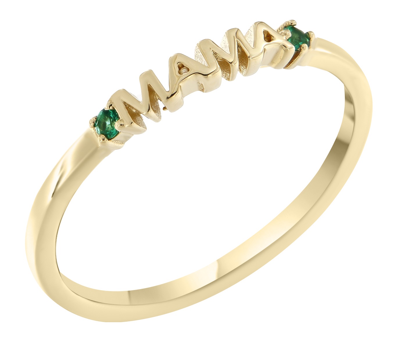 RING "MAMA" SENZIO Collection K18 Yellow Gold with Emeralds 23127Y - 1