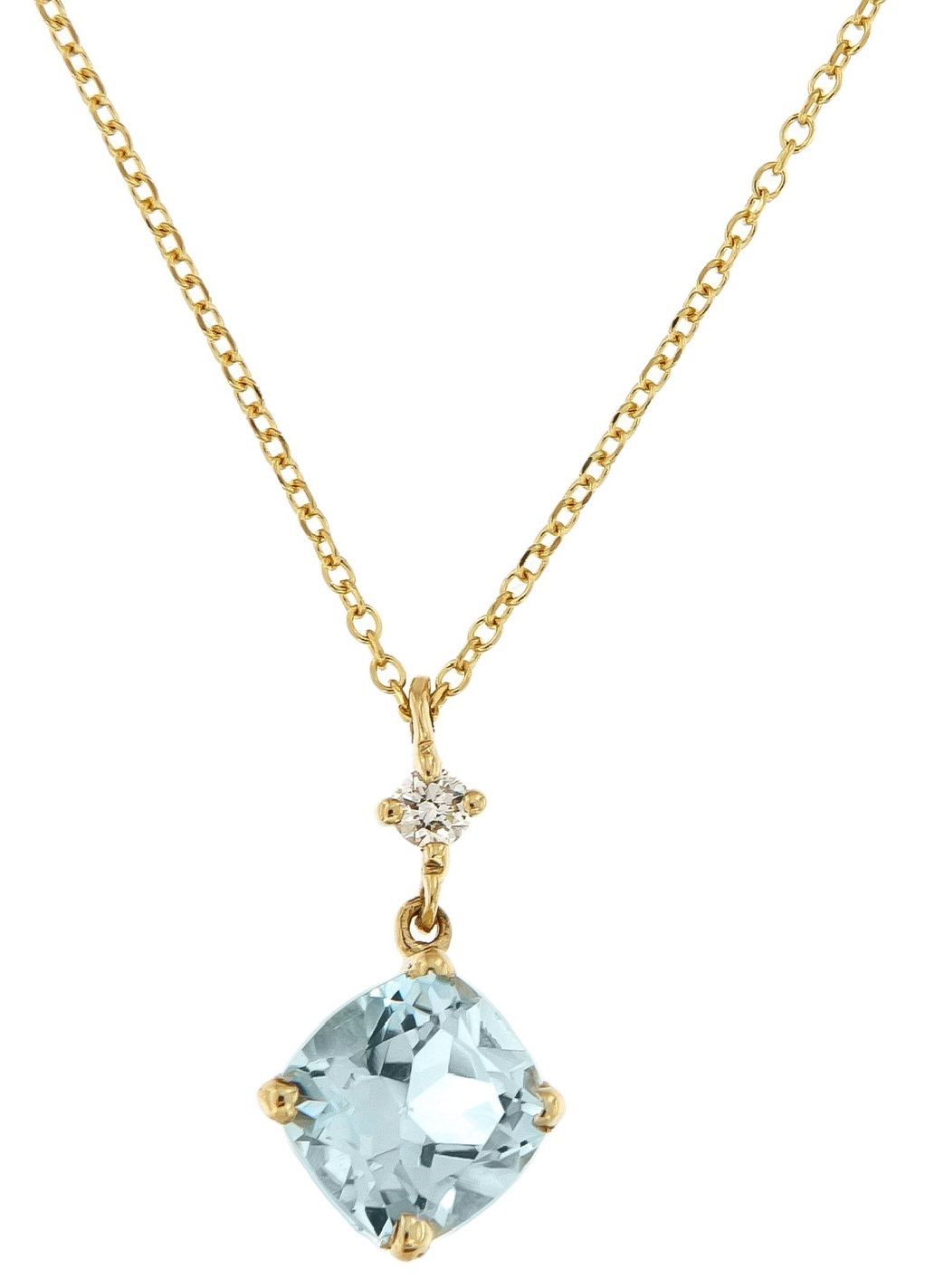 ΚΟΛΙΕ SENZIO Collection Κίτρινο Χρυσό Κ18 με Blue Τοπάζ και Διαμάντι Brilliant 23186Y-1