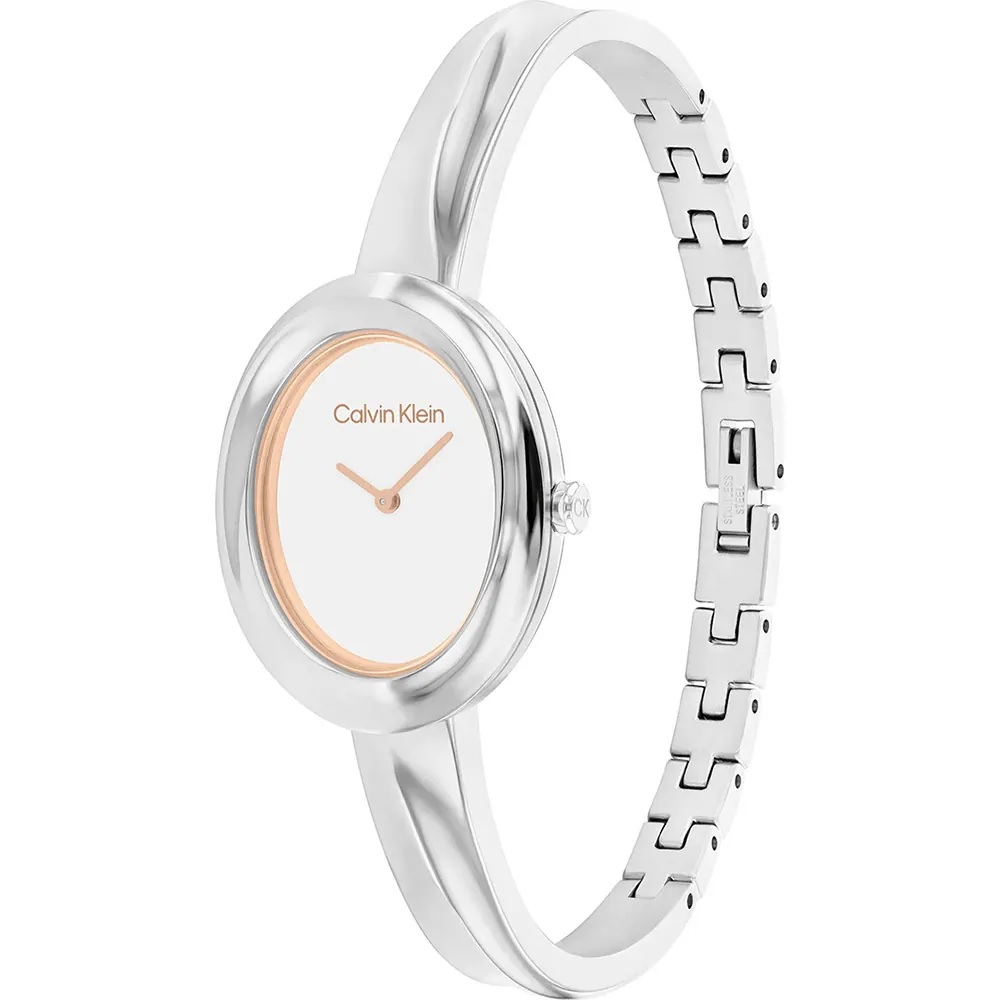 CALVIN KLEIN Twisted Bezel White Dial 26mm Silver Stainless Steel Bracelet 25100055 - 3