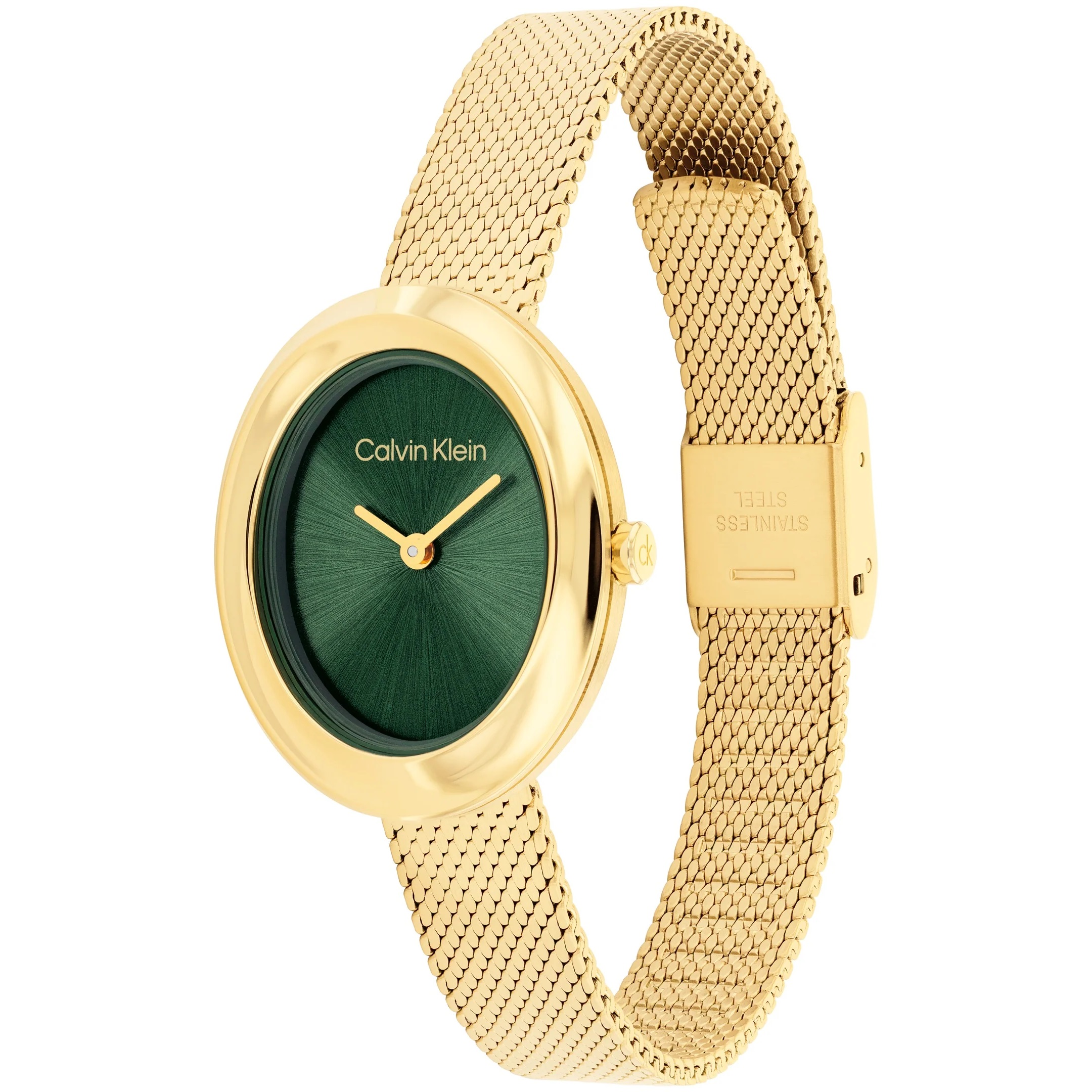 CALVIN KLEIN Twisted Bezel 24mm Gold Stainless Steel Mesh Bracelet 25100152 - 3