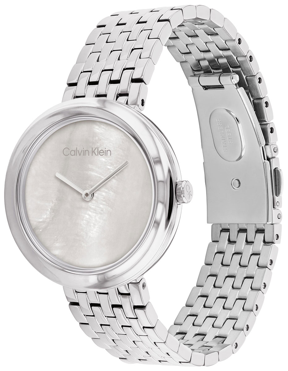 CALVIN KLEIN Twisted Bezel Grey Mother Of Pearl 34mm Silver Stainless Steel Bracelet 25200320 - 2