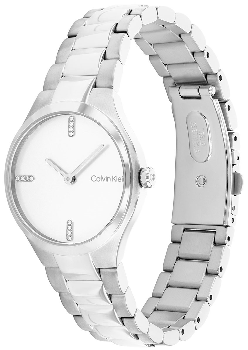 CALVIN KLEIN Admire White 30mm Silver Stainless Steel Bracelet 25200332 - 2