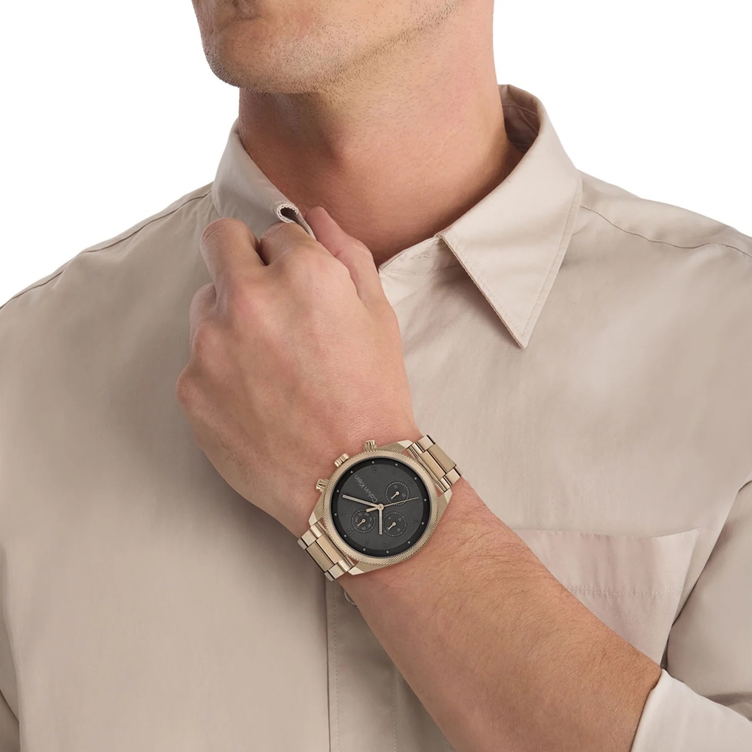 CALVIN KLEIN Impact Grey Multifunction 44mm Beige Gold Stainless Steel Bracelet 25200357 - 4