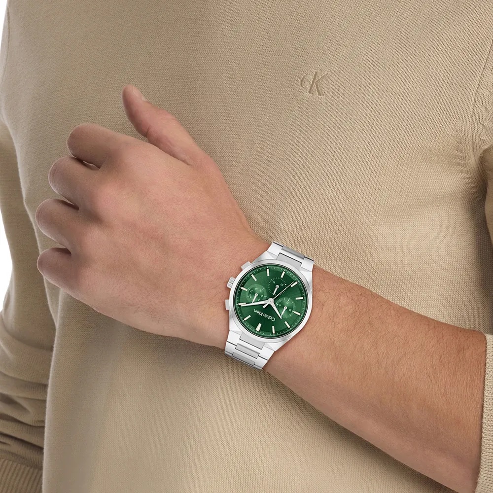 CALVIN KLEIN Distinguish Multifunction Green Dial 44mm Silver Stainless Steel Bracelet 25200441 - 4