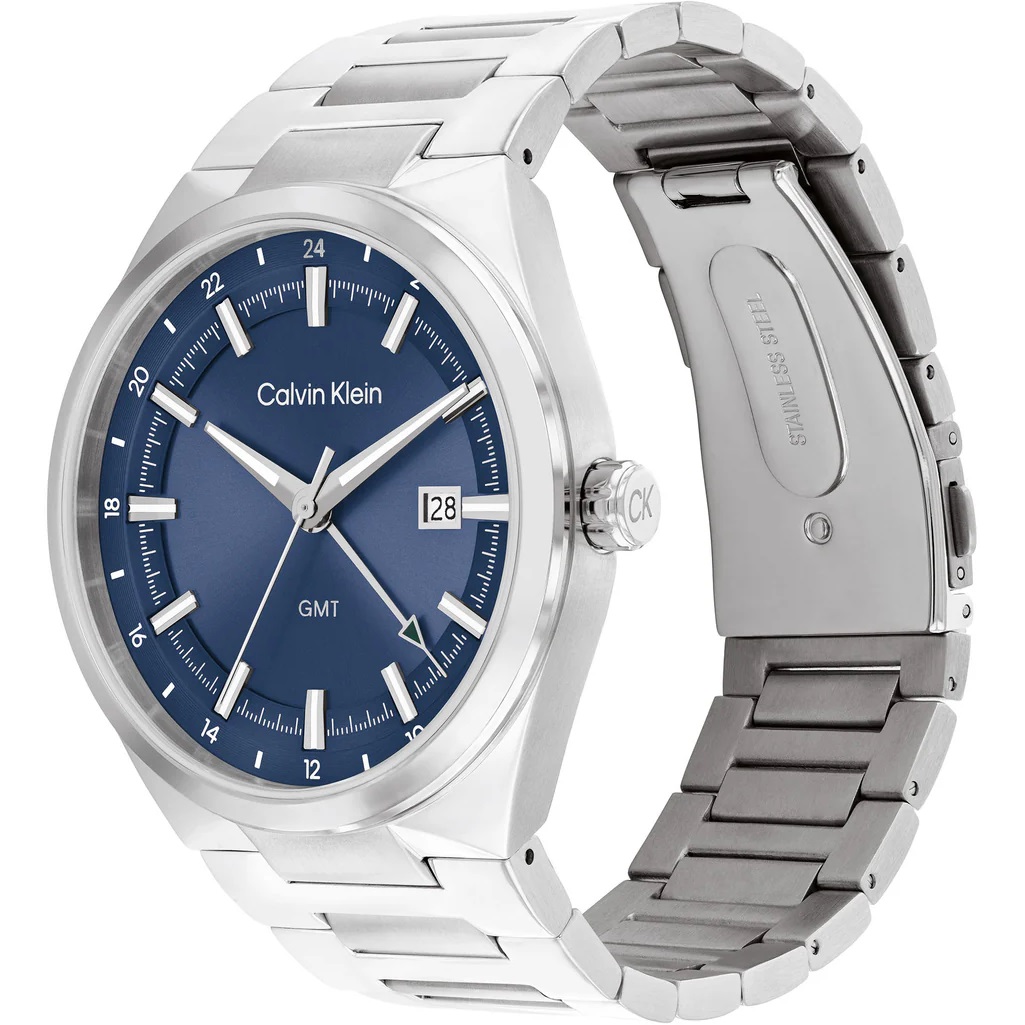 CALVIN KLEIN Distinguish Blue Dial 44mm Silver Stainless Steel Bracelet 25200488 - 