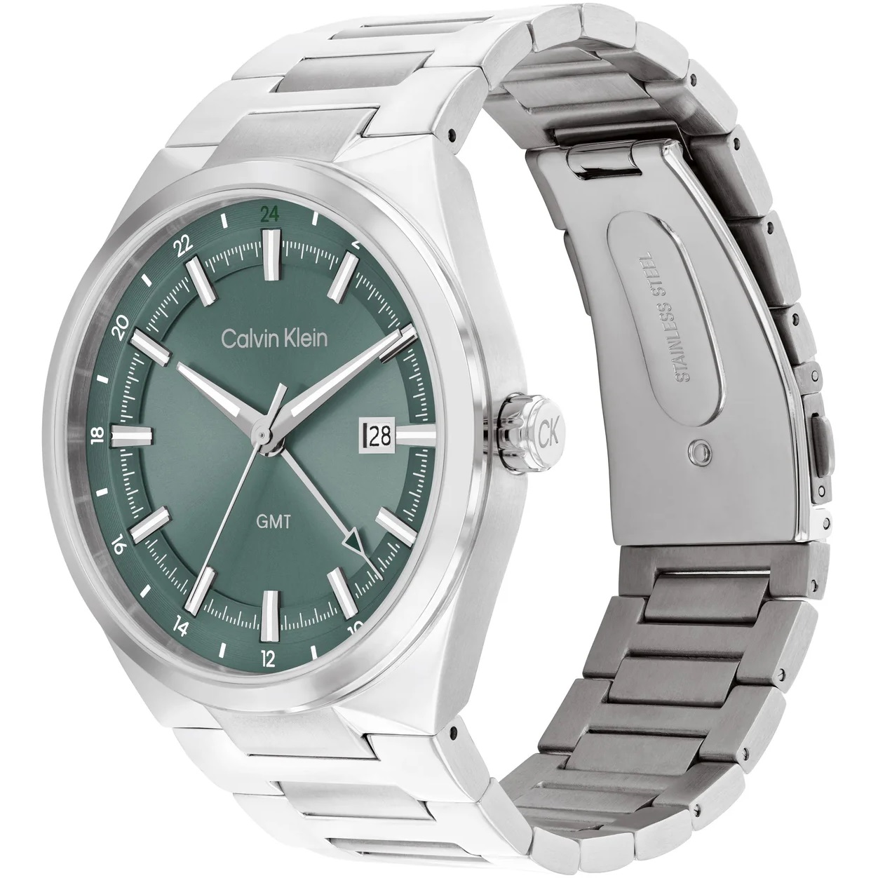 CALVIN KLEIN Distinguish Green Dial 44mm Silver Stainless Steel Bracelet 25200492 - 
