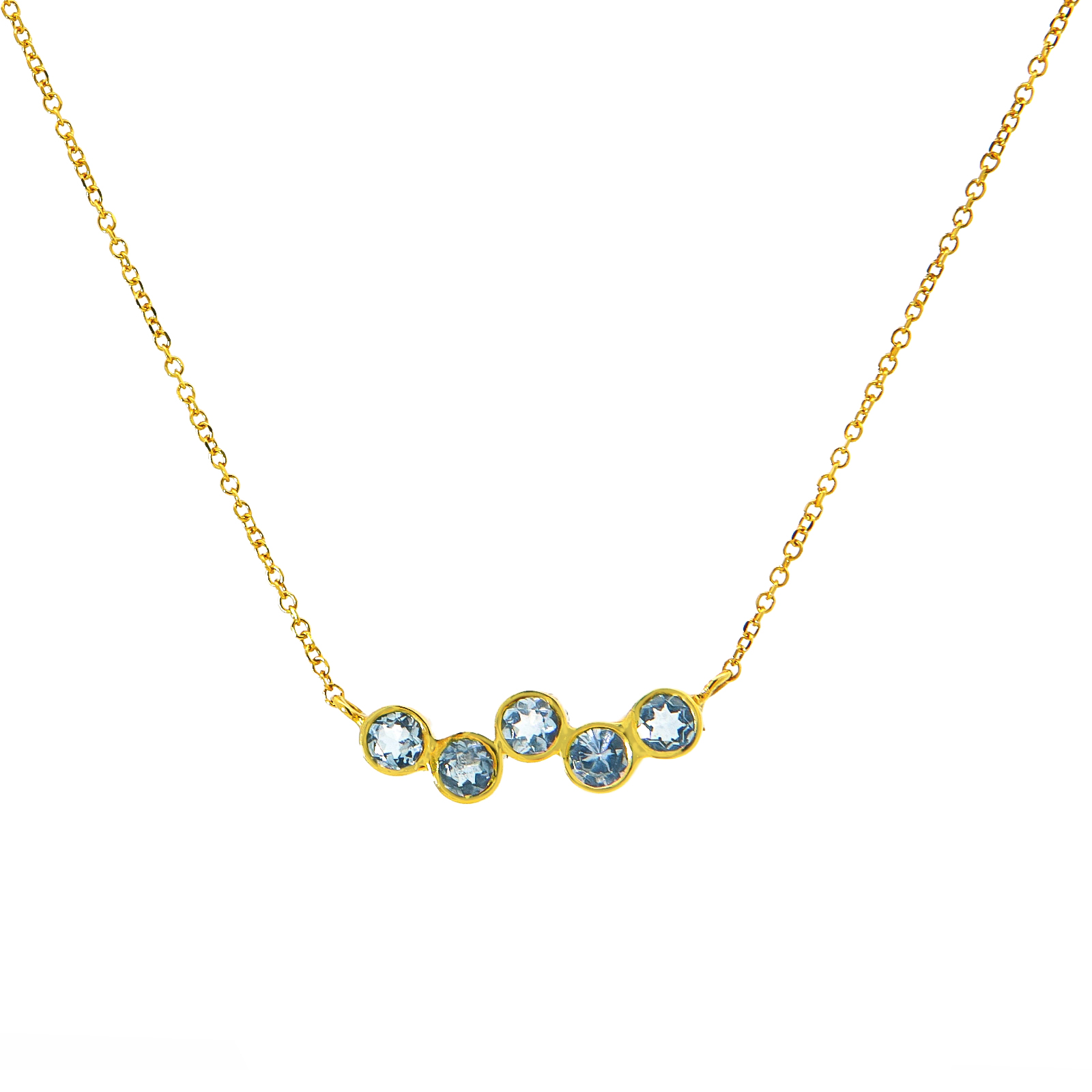 ΚΟΛΙΕ Πετράτο SENZIO Collection Κ14 Κίτρινο Χρυσό με Blue Topaz 001BTN.K14 - 2