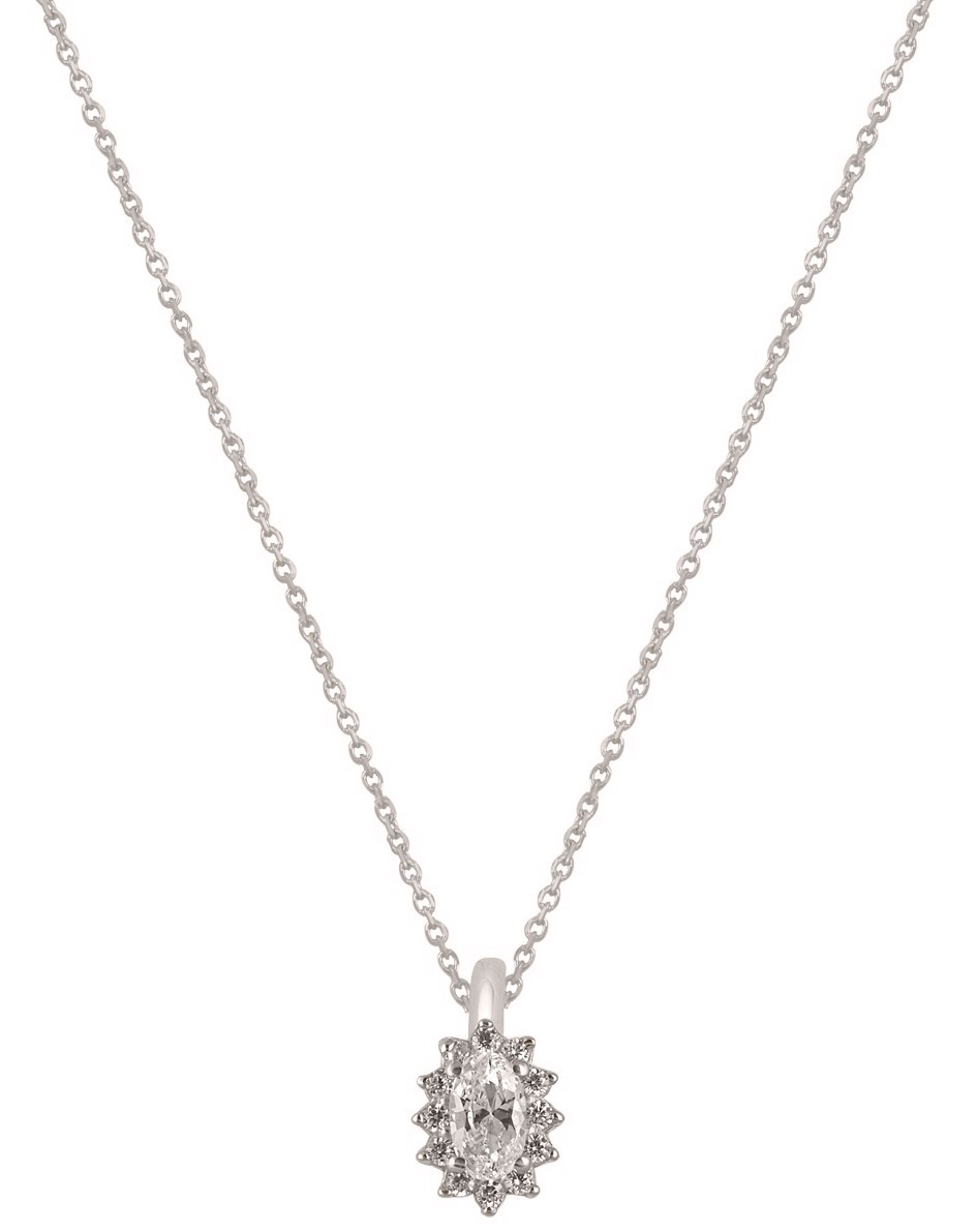 ΚΟΛΙΕ Ροζέτα SENZIO Κ9 Λευκό Χρυσό  με Πέτρες Ζιργκόν 26313W.K9