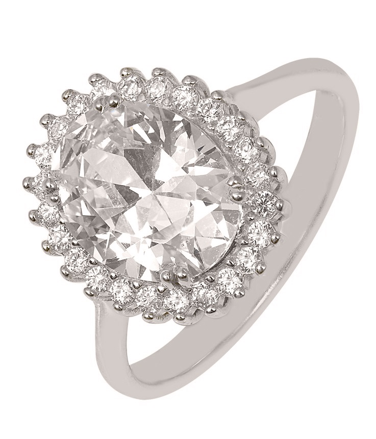 ΔΑΧΤΥΛΙΔΙ Ροζέτα Λευκό Χρυσό Κ9 με Πέτρες Ζιργκόν 27253W.K9 - 