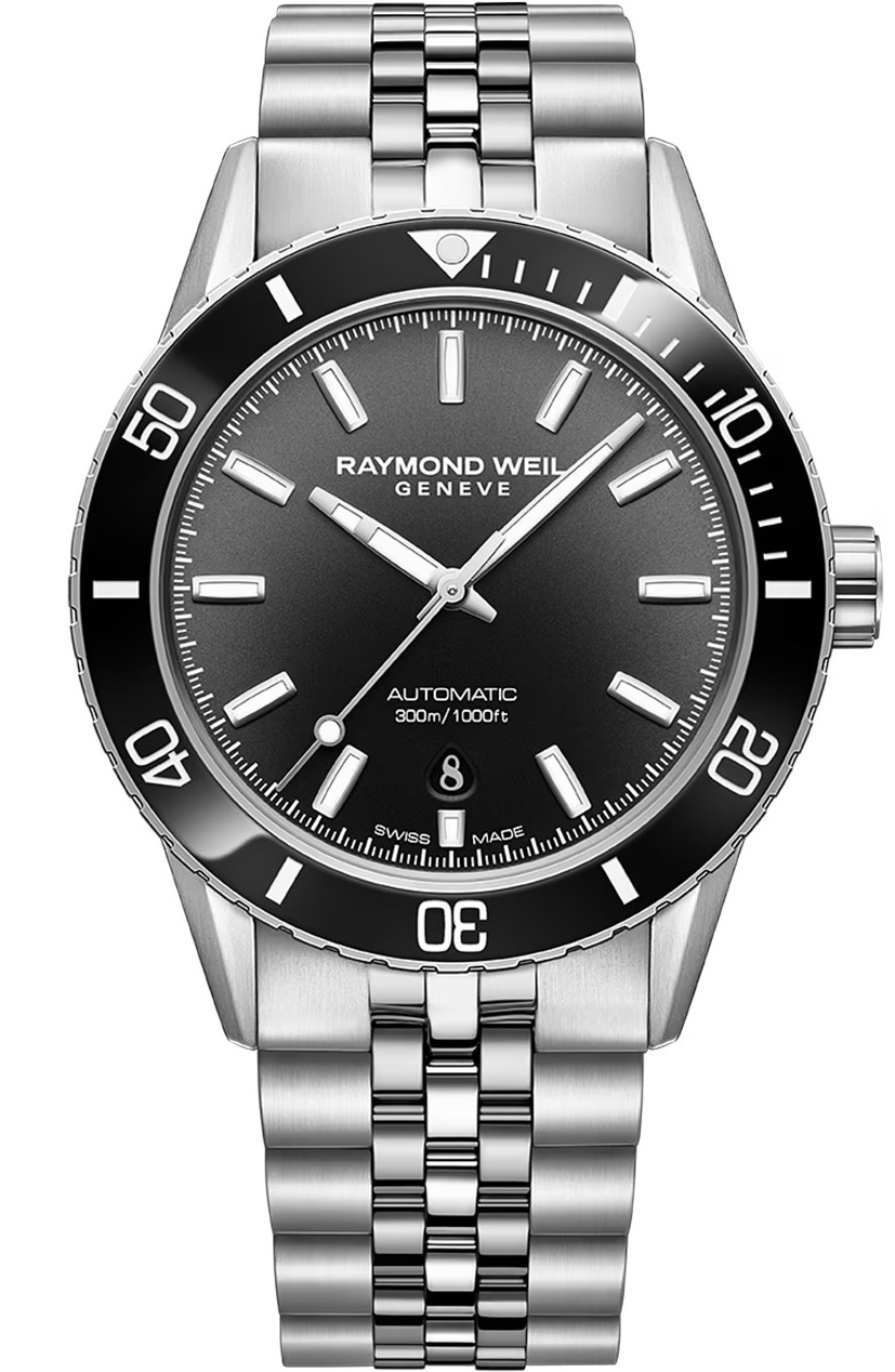 RAYMOND WEIL Freelancer Diver Automatic Gradient Black Dial 42.5mm Silver Stainless Steel Bracelet 2775-ST1-20051 - 