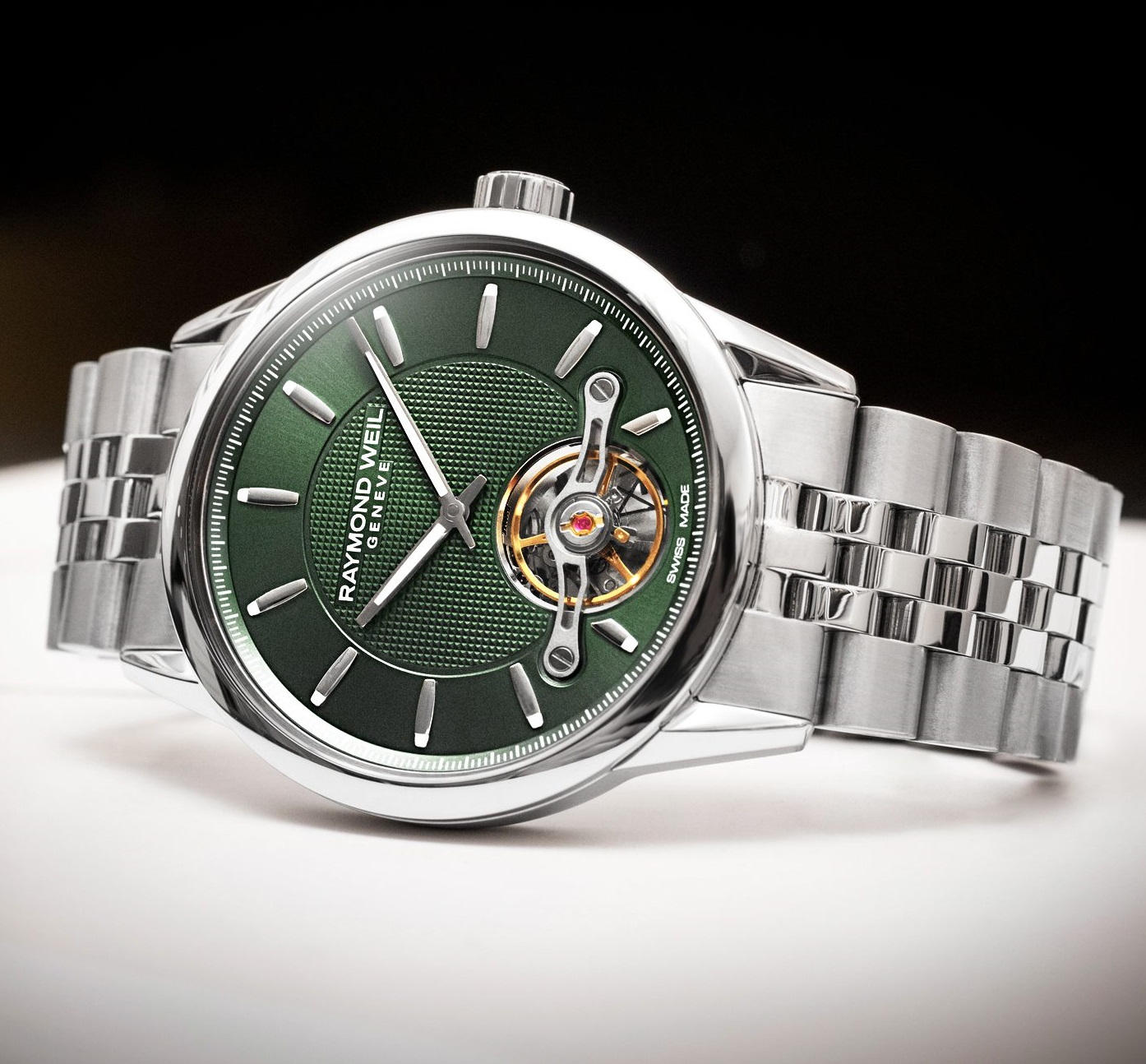 RAYMOND WEIL Freelancer Open Aperture Automatic Green Dial 42.5mm Silver Stainless Steel Bracelet 2780-ST-52001 - 4
