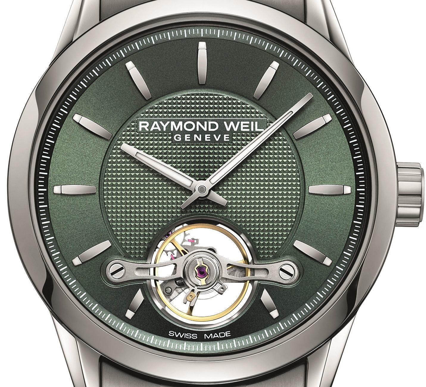 RAYMOND WEIL Freelancer Open Aperture Automatic Green Dial 42.5mm Silver Stainless Steel Bracelet 2780-ST-52001 - 