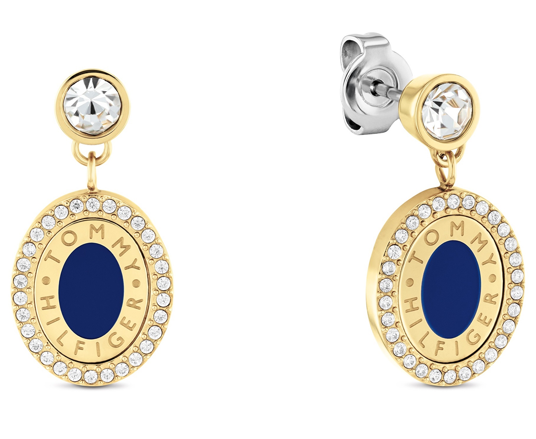 TOMMY HILFIGER Layered Earrings Gold Stainless Steel with Cubic Zirconia and Blue Enamel 2780800 - 1