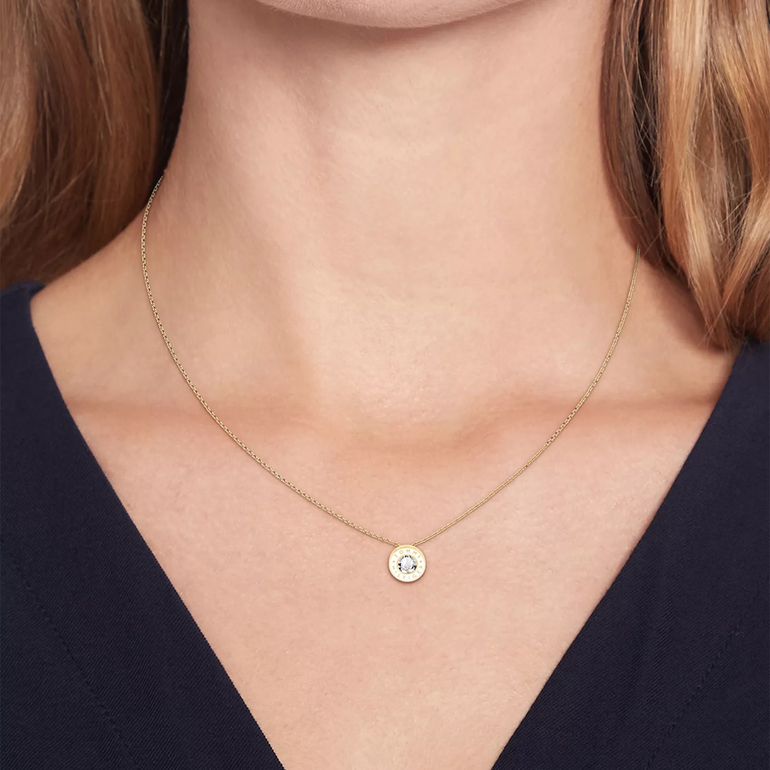 TOMMY HILFIGER Layered Crystals Necklace Gold Stainless Steel 2780801 - 2