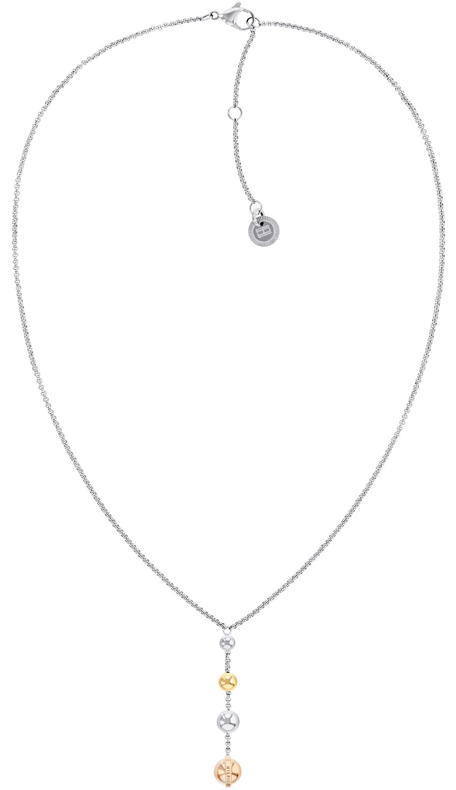 TOMMY HILFIGER Metallic Orbs Necklace Three Tone Gold Stainless Steel 2780819 - 2