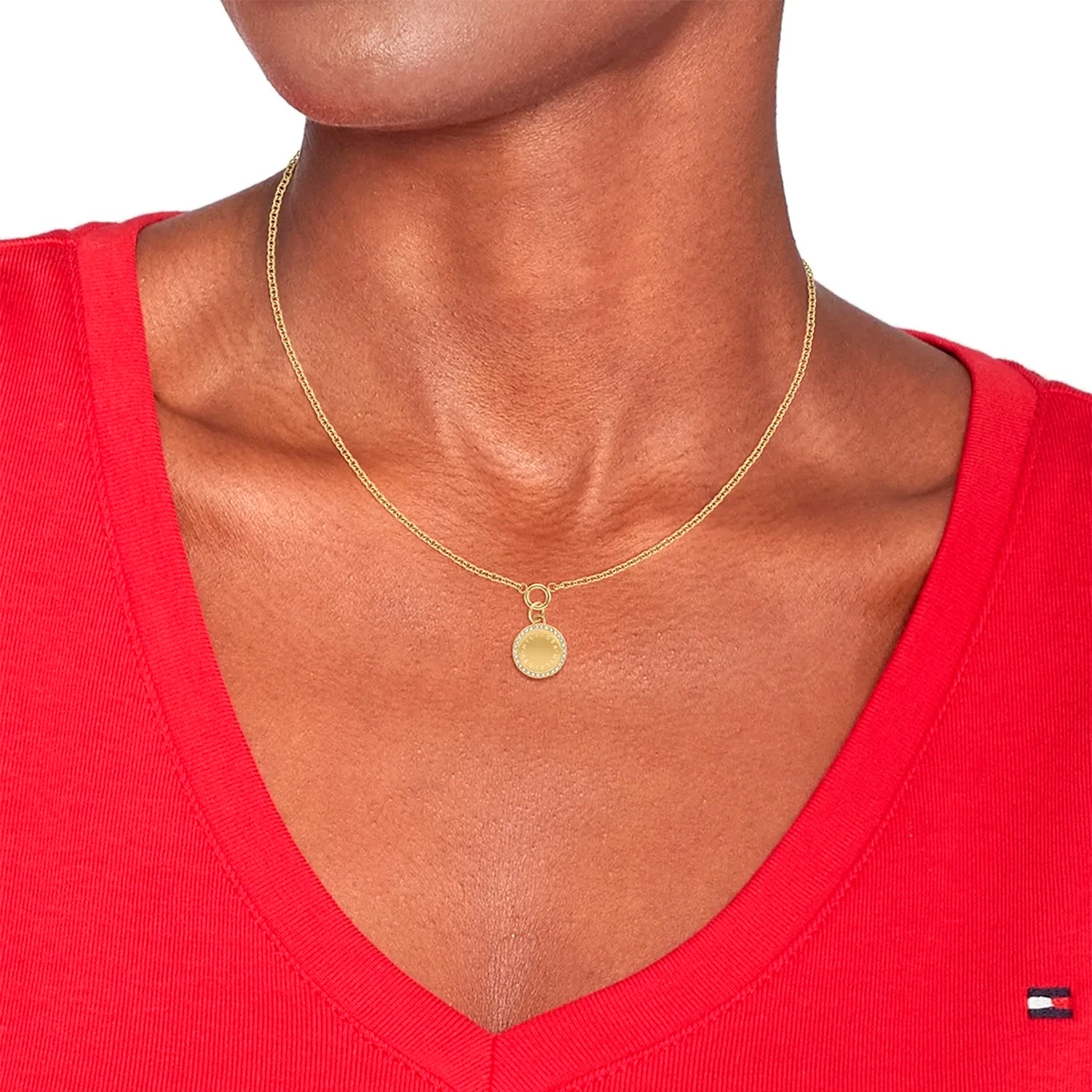 TOMMY HILFIGER Necklace Mini Pendant With Crystals Gold Stainless Steel 2780903 - 3