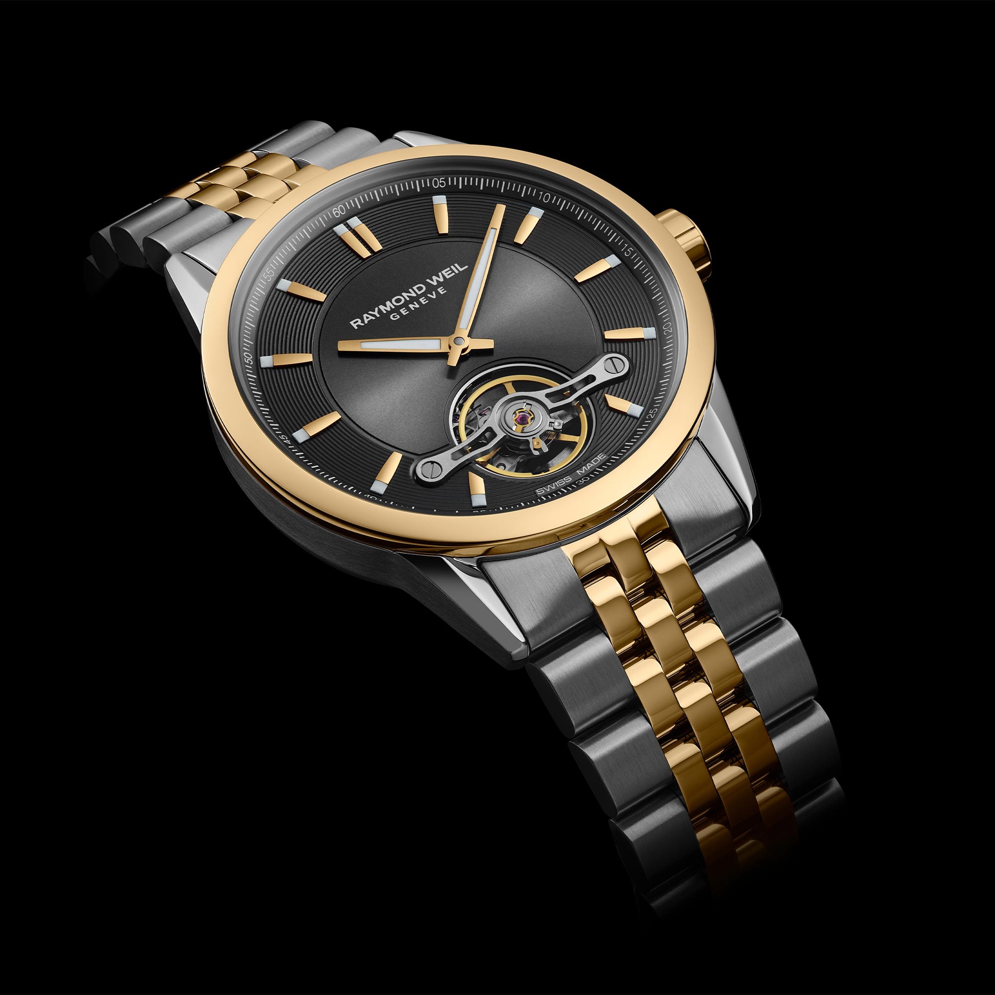 RAYMOND WEIL Freelancer Open Aperture Automatic Grey Dial 42.5mm Two Tone Gold Stainless Steel Bracelet 2781-STP-60051 - 4