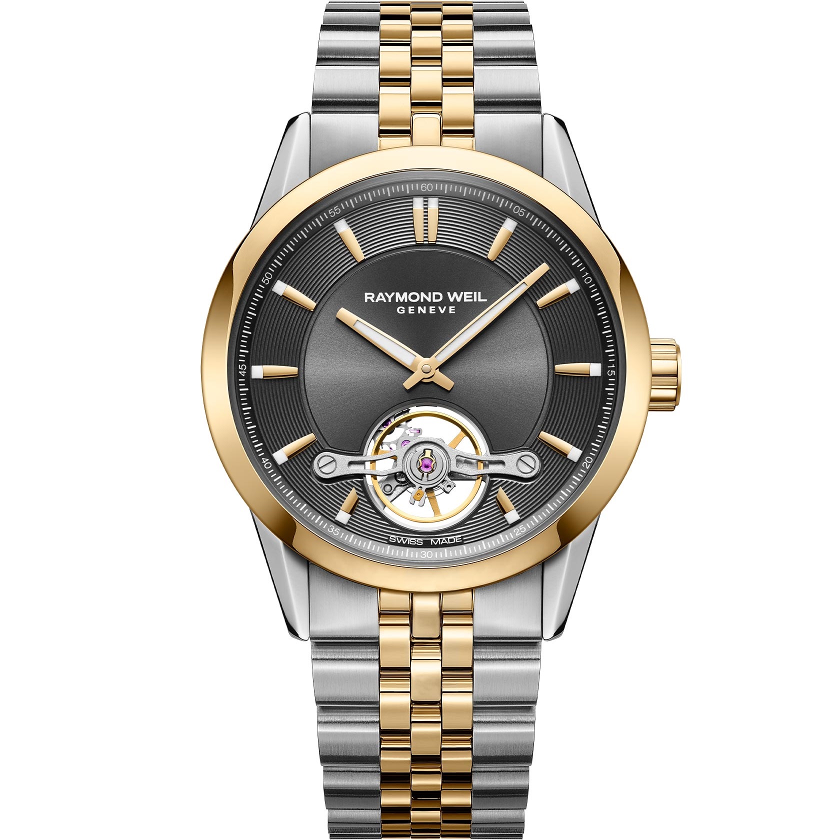 RAYMOND WEIL Freelancer Open Aperture Automatic Grey Dial 42.5mm Two Tone Gold Stainless Steel Bracelet 2781-STP-60051 - 
