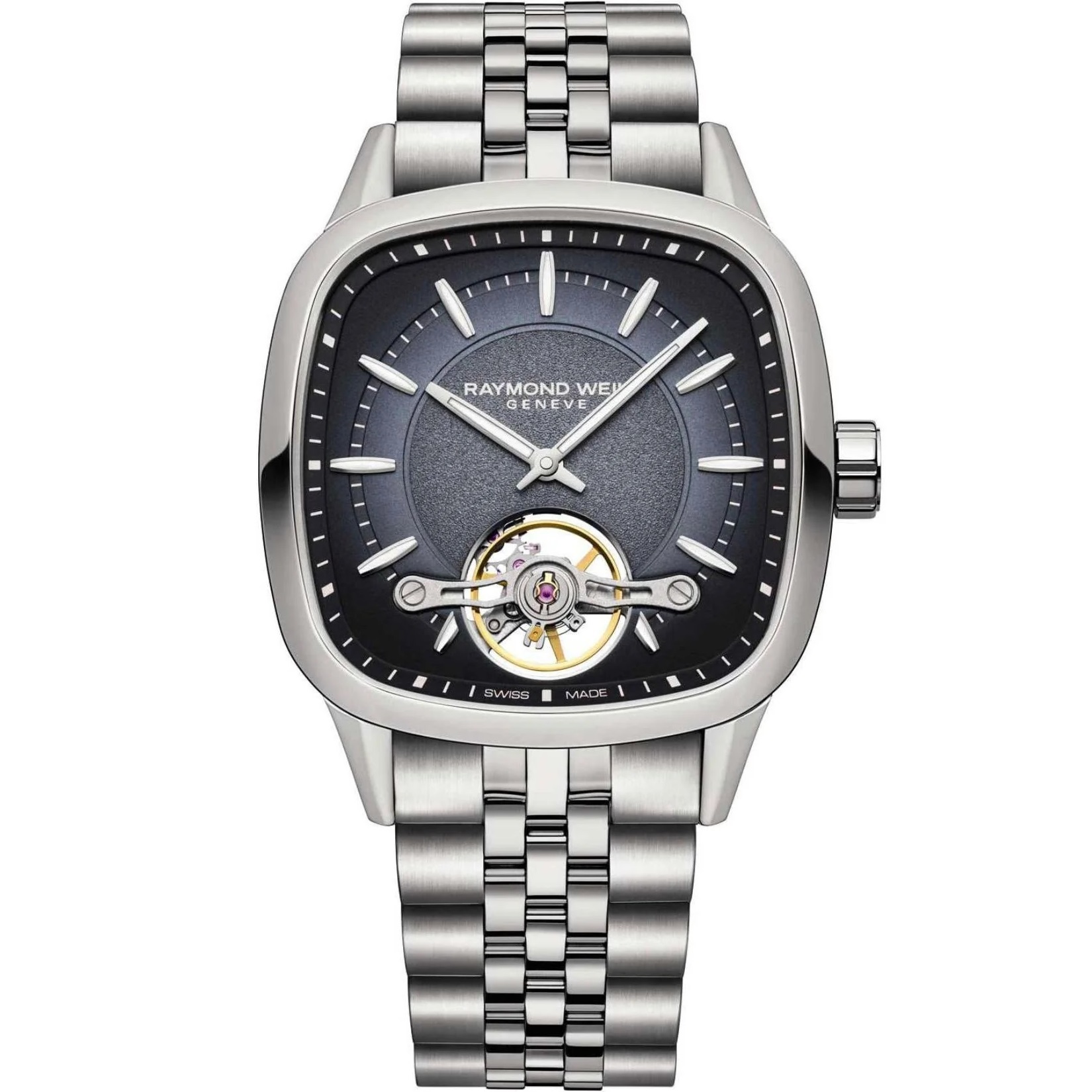 RAYMOND WEIL Freelancer Cushion Open Aperture Automatic Blue Dial 40 x 40mm Silver Stainless Steel Bracelet 2790-ST-50051 - 