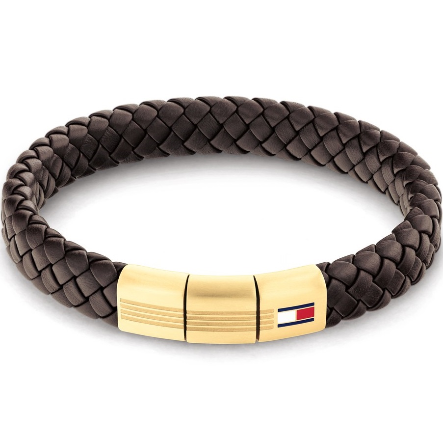 ΒΡΑΧΙΟΛΙ TOMMY HILFIGER από Επιχρυσωμένο Ανοξείδωτο Ατσάλι και Καφέ Δέρμα 2790671 - 