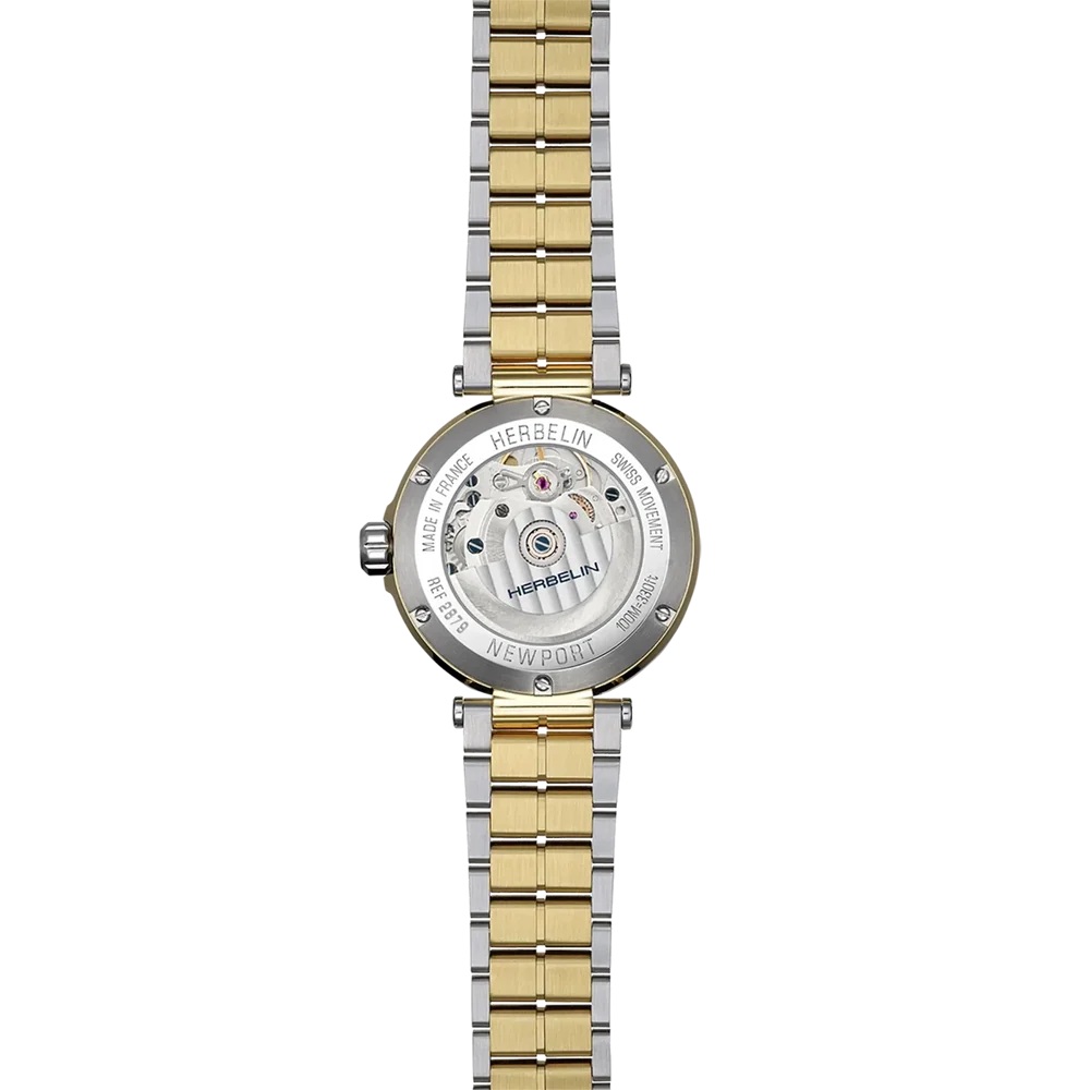 HERBELIN Newport Lady Automatic Moonphase White Dial 35mm Two Tone Gold Stainless Steel Bracelet 2879BT1N11 - 4