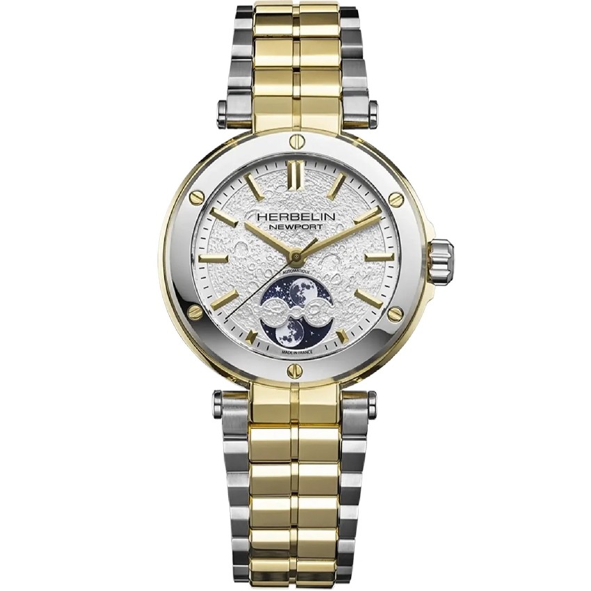 HERBELIN Newport Lady Automatic Moonphase White Dial 35mm Two Tone Gold Stainless Steel Bracelet 2879BT1N11 - 