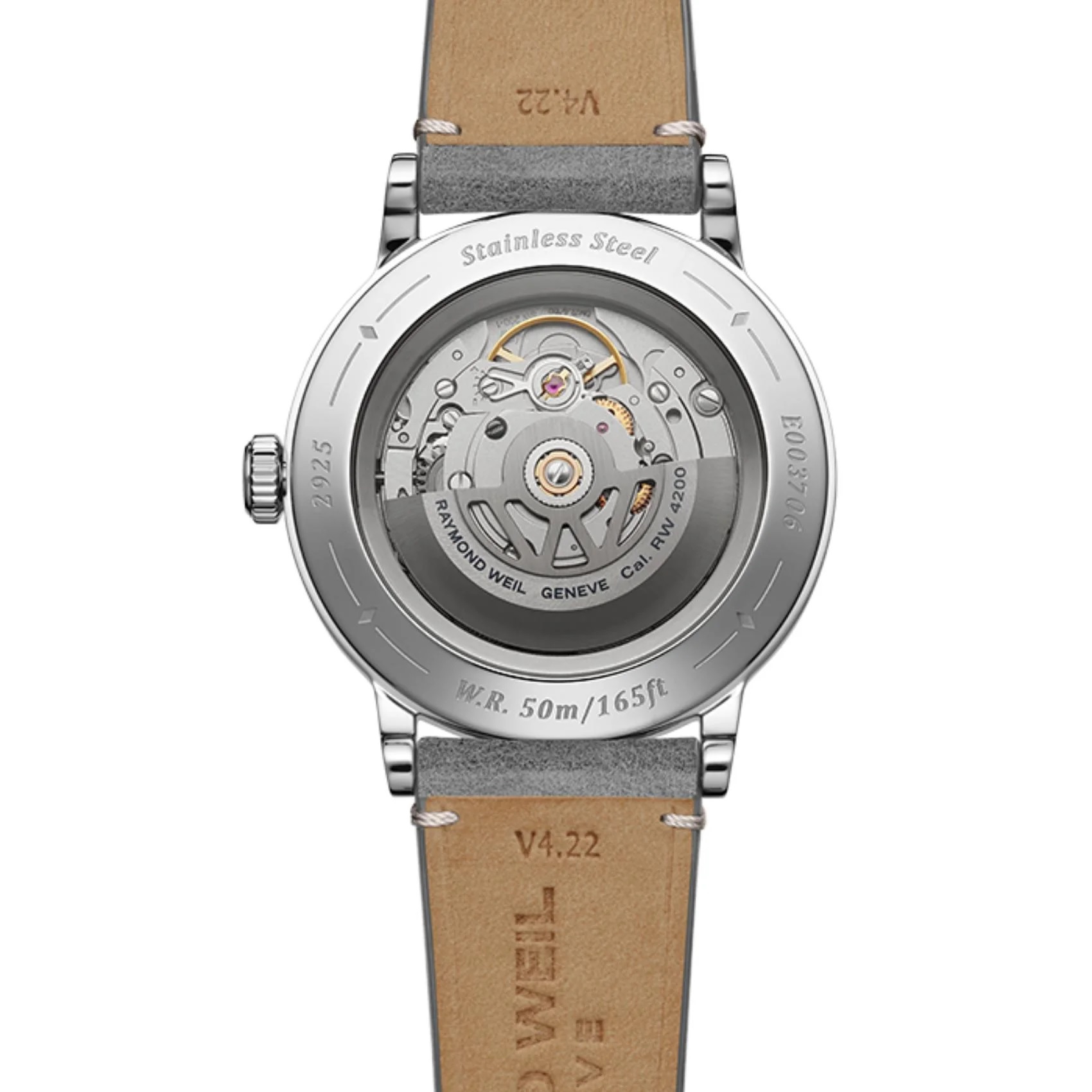 RAYMOND WEIL Millesime Salmon Dial 39.5mm Silver Stainless Steel Grey Leather Strap 2925-STC-80001 - 3