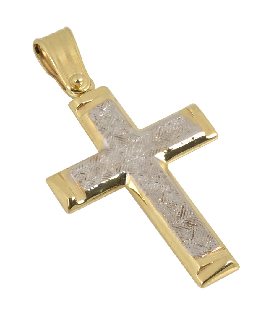 ΣΤΑΥΡΟΣ Ανδρικός FILVA Oro σε 14K Κίτρινο και Λευκό Χρυσό CRFB123YW