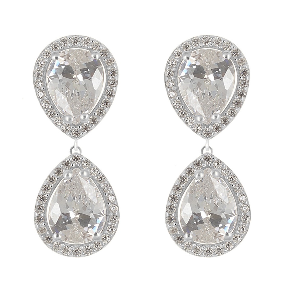 ΣΚΟΥΛΑΡΙΚΙΑ Κρεμαστά Ροζέτες SENZIO Collection Λευκό Χρυσό Κ9 με Πέτρες Ζιργκόν 32440W.K9 - 