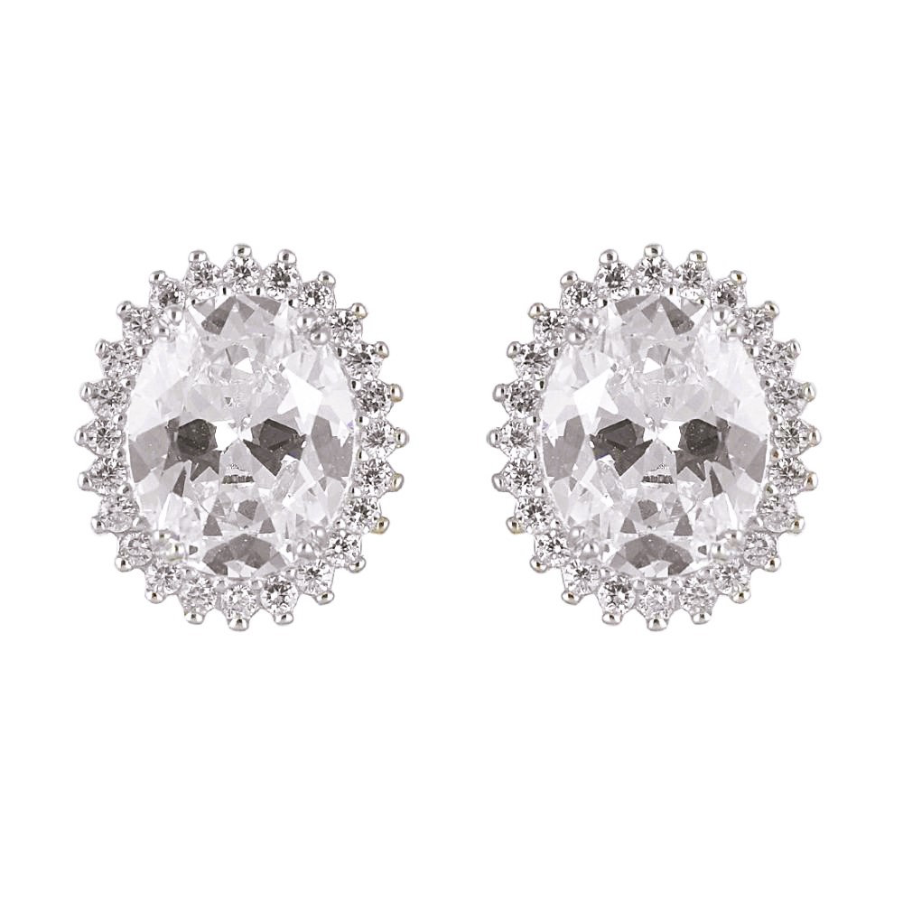 ΣΚΟΥΛΑΡΙΚΙΑ Ροζέτα SENZIO  Κ9 Λευκό Χρυσό  με Πέτρες Ζιργκόν 33267W.K9 - 