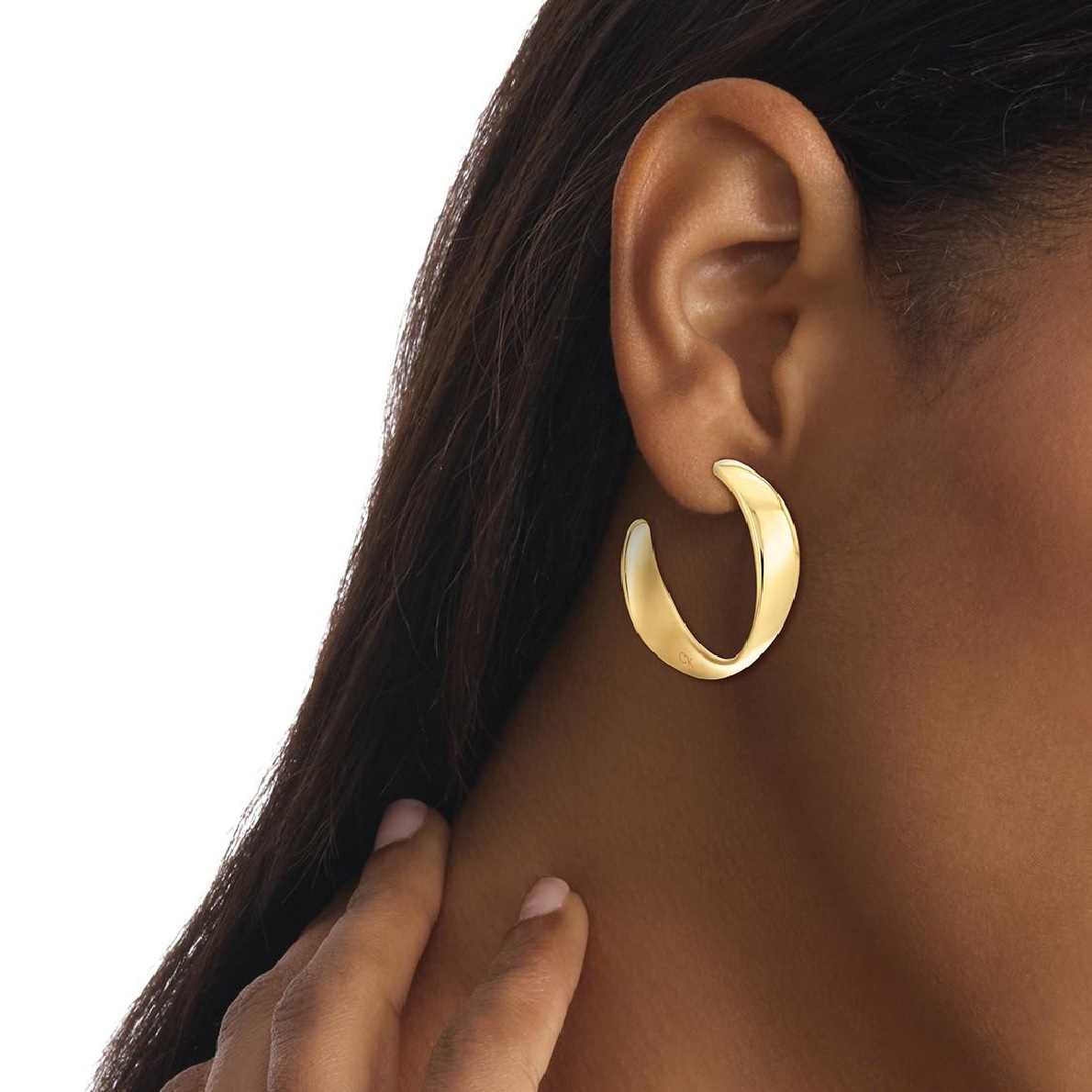 CALVIN KLEIN Scuptural Hoop Earrings Gold Plated Stainless Steel 35000534 - 