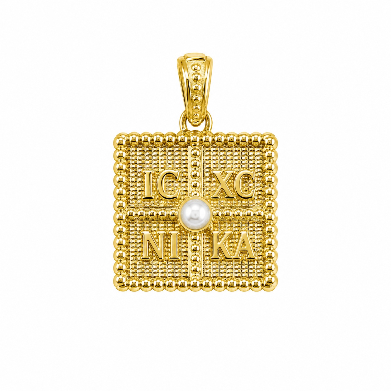 PENDANT Double Sided Constantinato SENZIO Collection from K9 Yellow Gold with Pearl 3LAV.D367P - 3