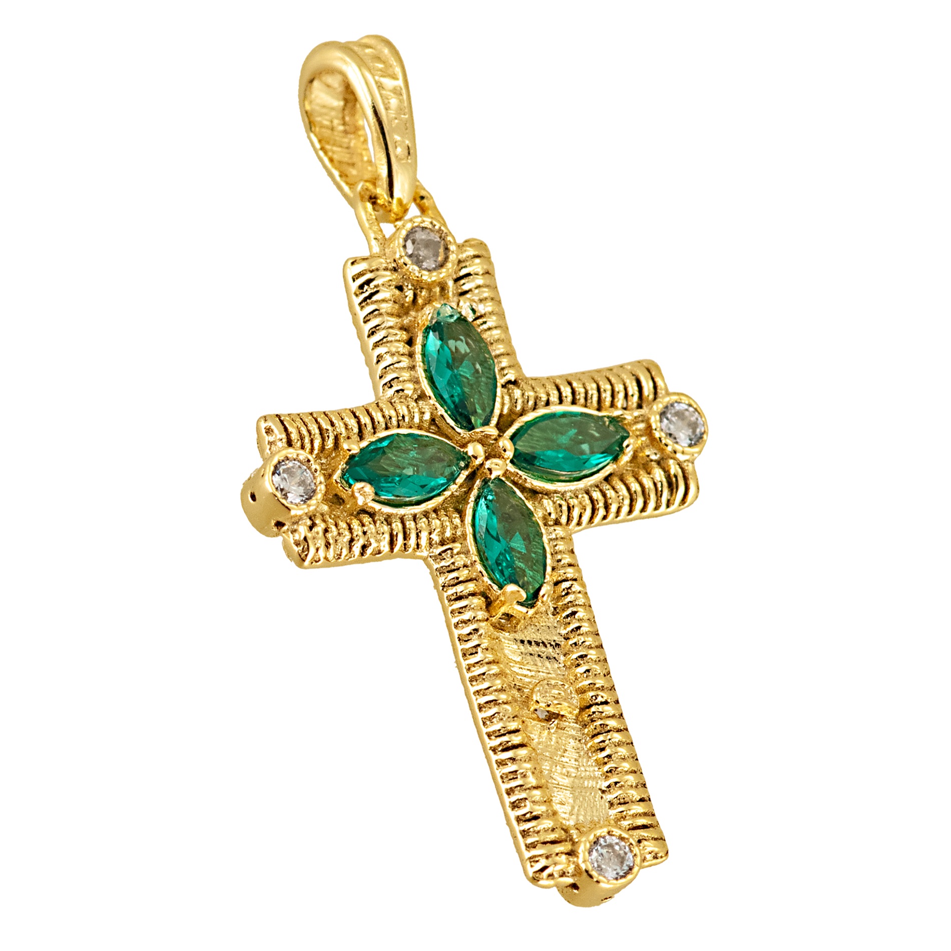 ΣΤΑΥΡΟΣ Βυζαντινός Διπλής Όψης SENZIO Collection από Κ9 Κίτρινο Χρυσό με Πέτρες Ζιργκόν 3LAV.1066GCR - 