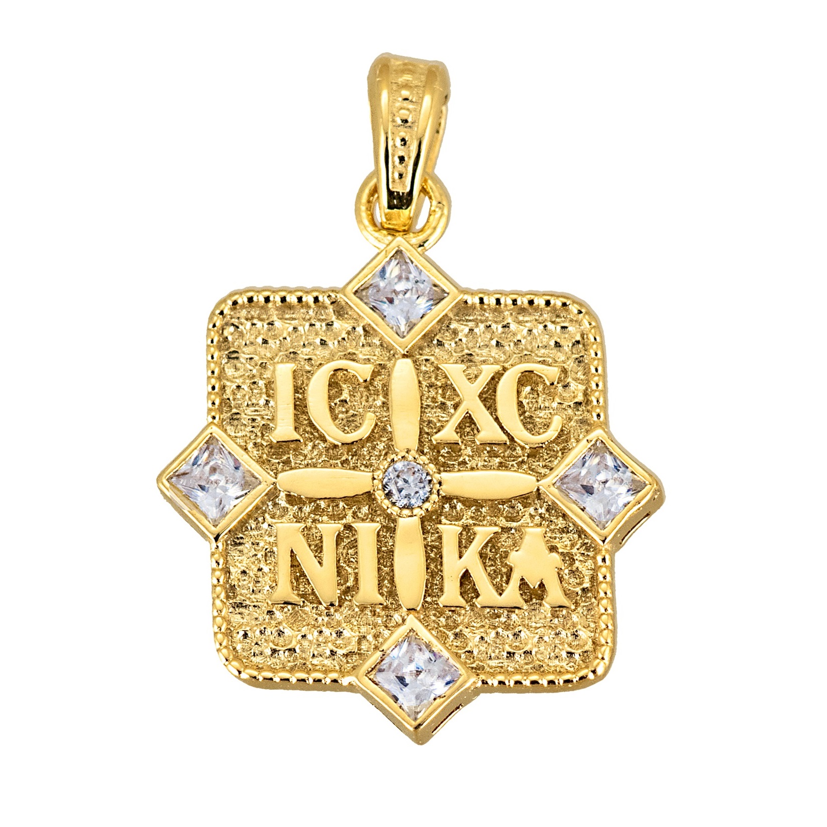 CHRISTIAN CHARMS Amulet Double Sided  SENZIO Collection K9 Yellow Gold with Zircon Stones 3LAV.PE517 - 
