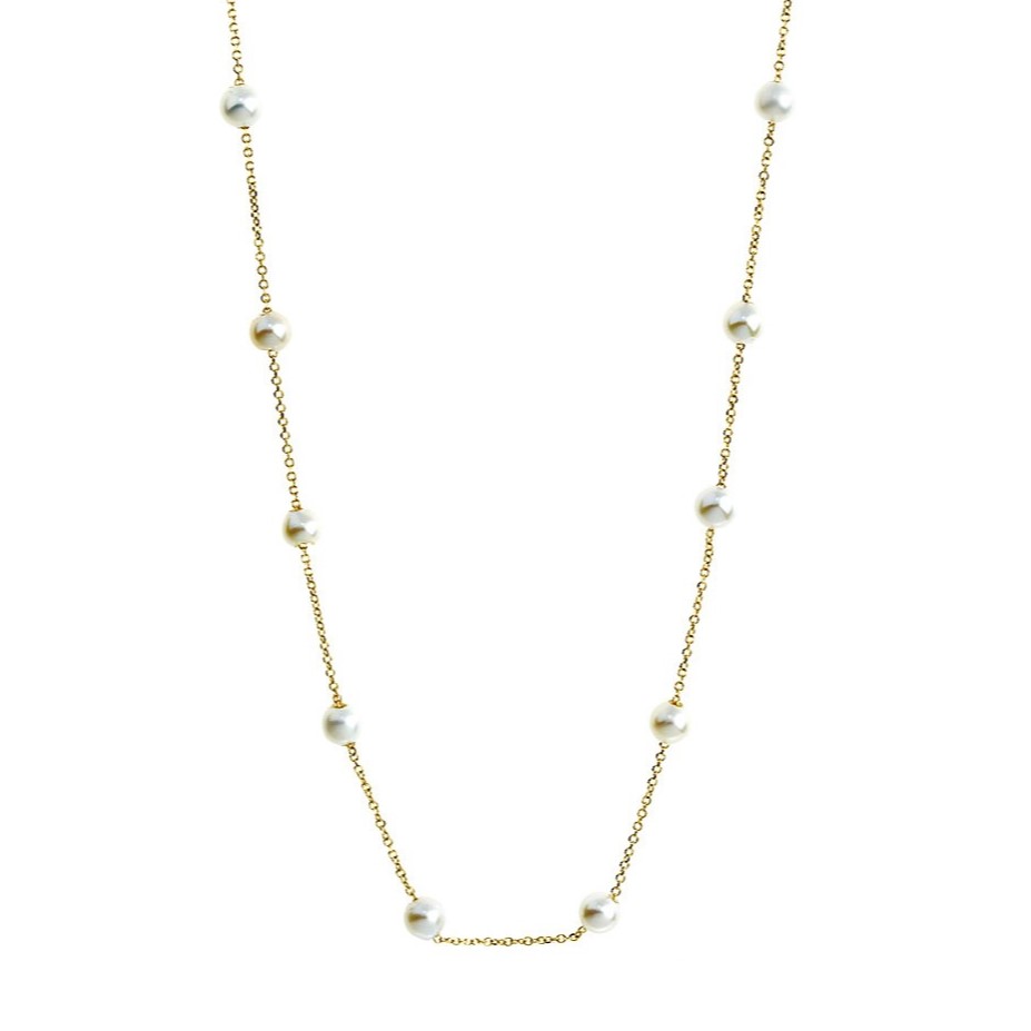 NECKLACE SENZIO Collection Yellow Gold K9 with Pearls 3MAN.204N - 1