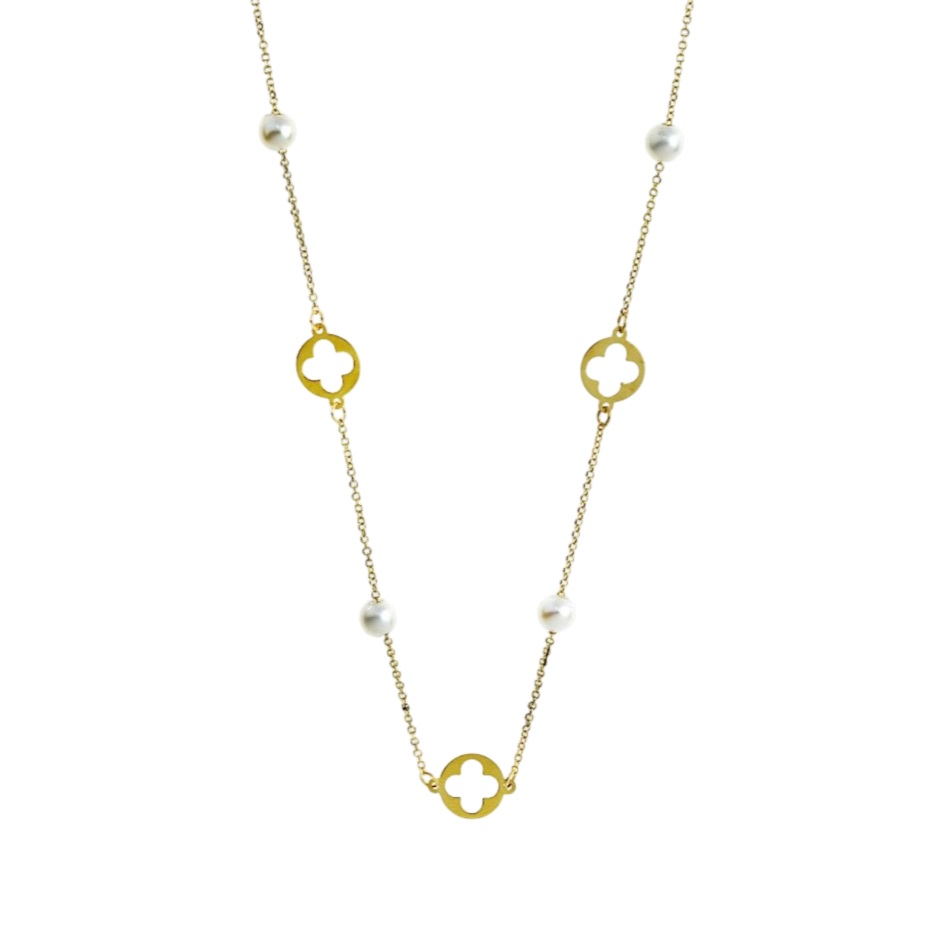 ΚΟΛΙΕ SENZIO Collection Κίτρινο Χρυσό Κ9 με Μαργαριτάρια 3MAN.208N - 