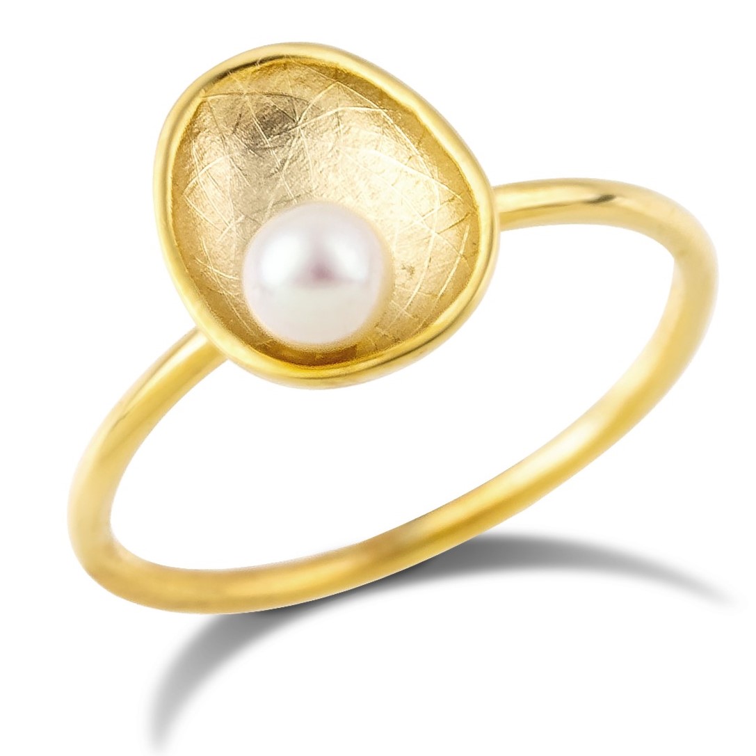 ΔΑΧΤΥΛΙΔΙ SENZIO Collection Κίτρινο Χρυσό K9 με Μαργαριτάρι 3SAL.2085R - 