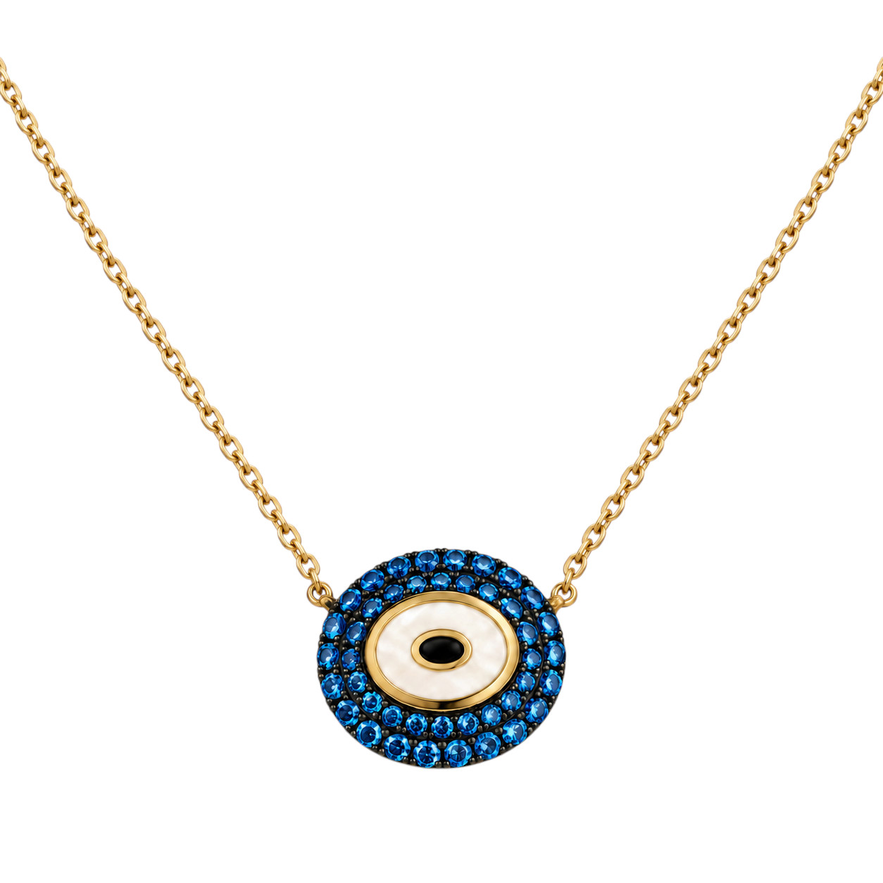 NECKLACE Eyelet SENZIO Collection in K9 Yellow Gold with Zircon Stones 3SEN.007C - 