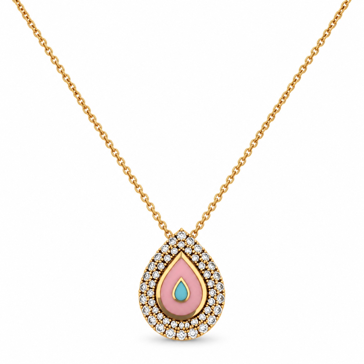 NECKLACE Rosette SENZIO Collection in K9 Yellow Gold with Zircon Stones 3SEN.008C - 